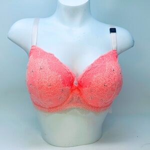 Victoria’s Secret Dream Angels Lined Demi 36DD Bra Rhinestone Pearl Corset NWT